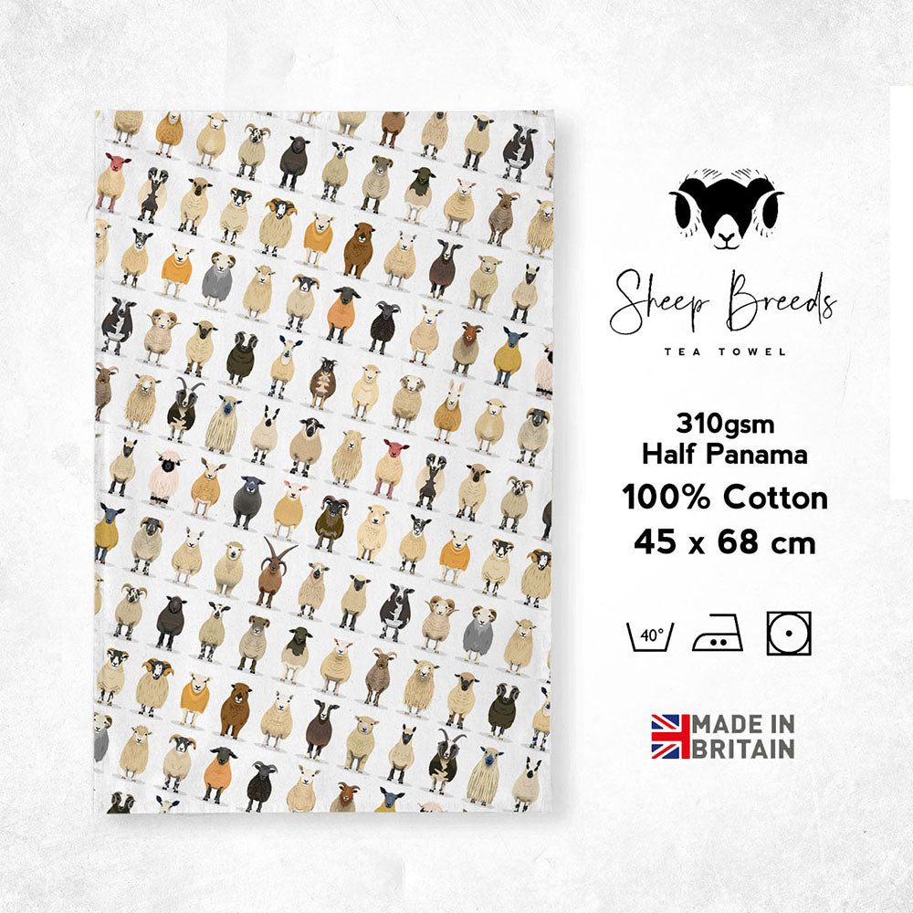 Sheep Breeds Tea Towel