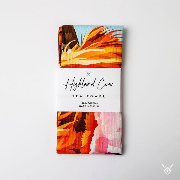 highland cow tea towel