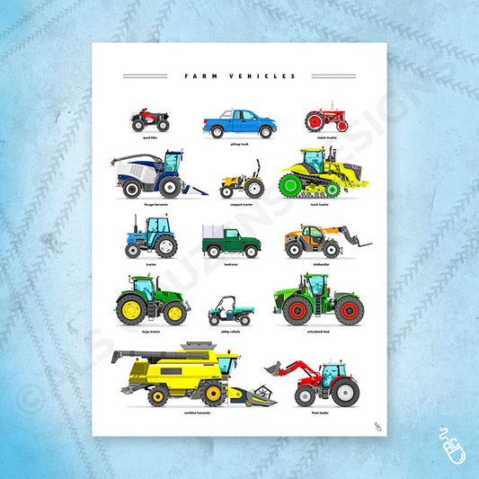 Farm vehicles art print
