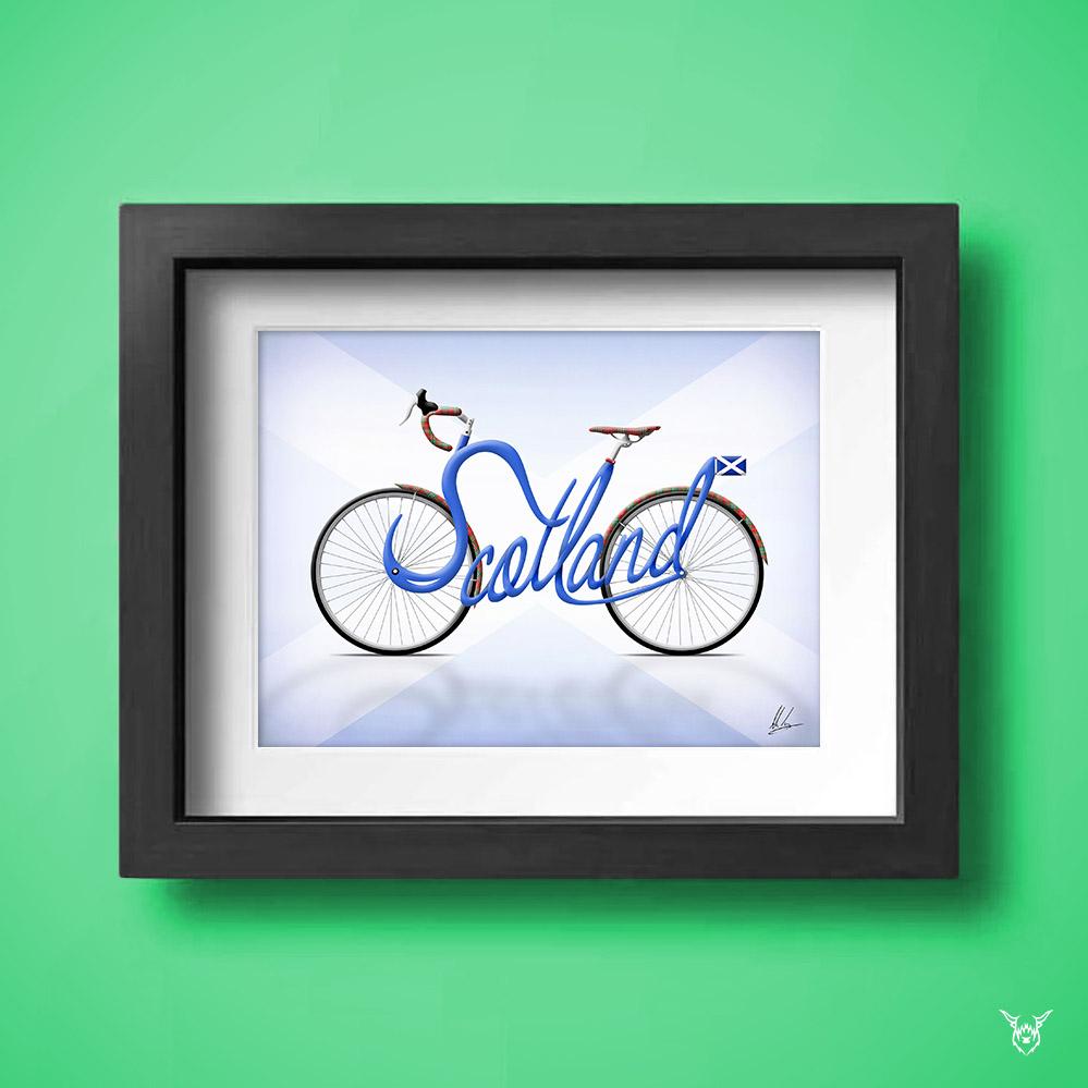 Scotland cycling art print