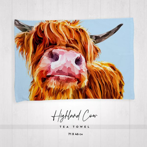 highland cow tea towel