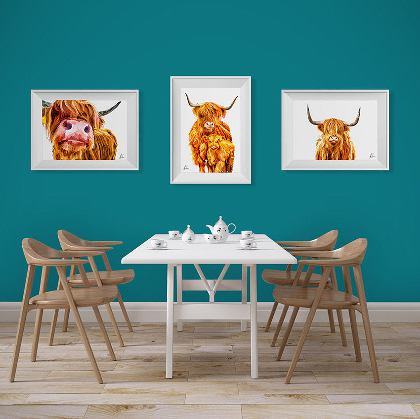 Highland cow colourful painting art print