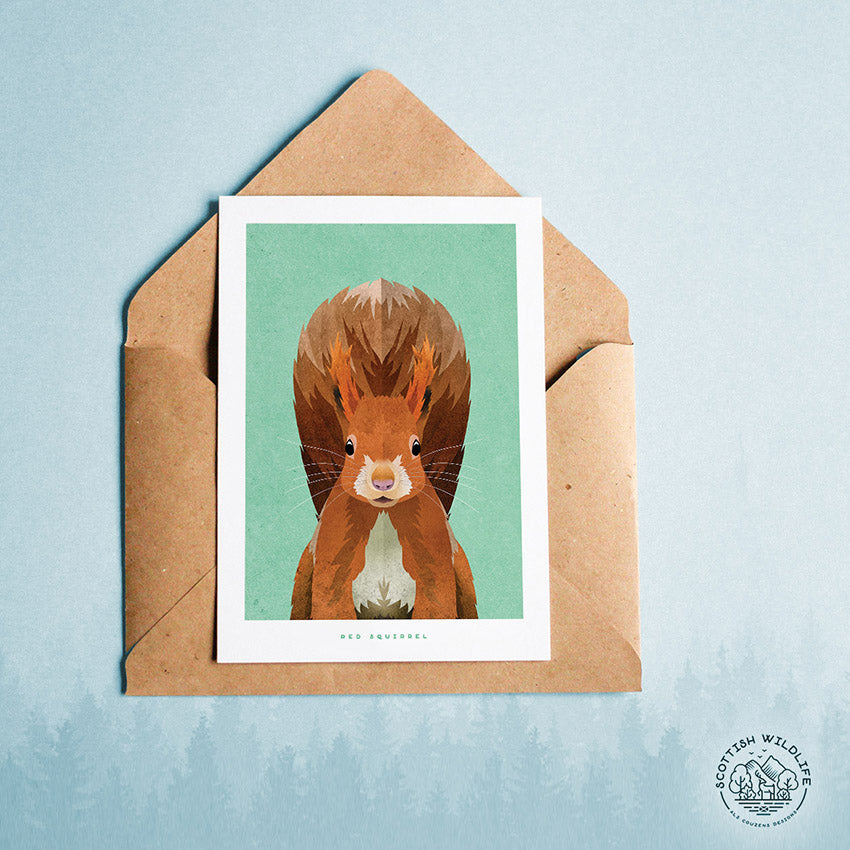 Red Squirrel art card print