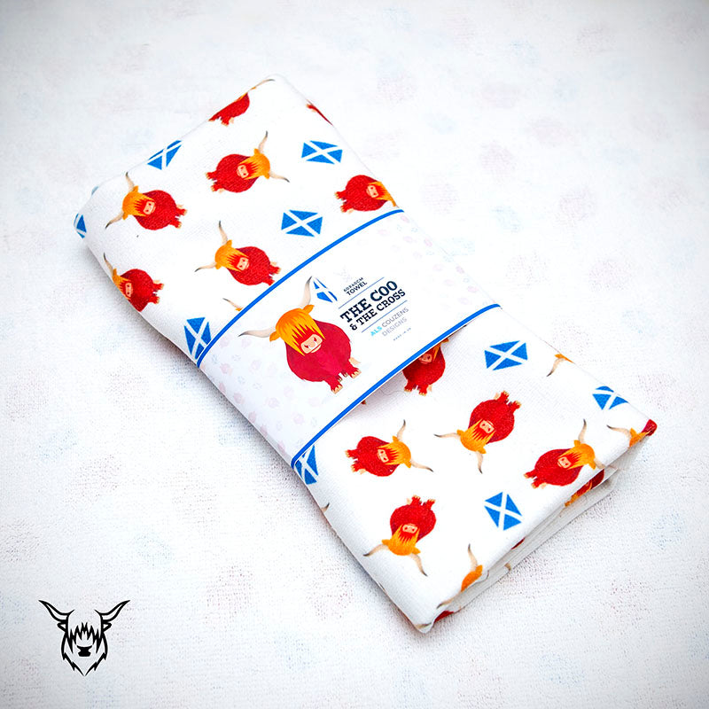 highland cow hand towel