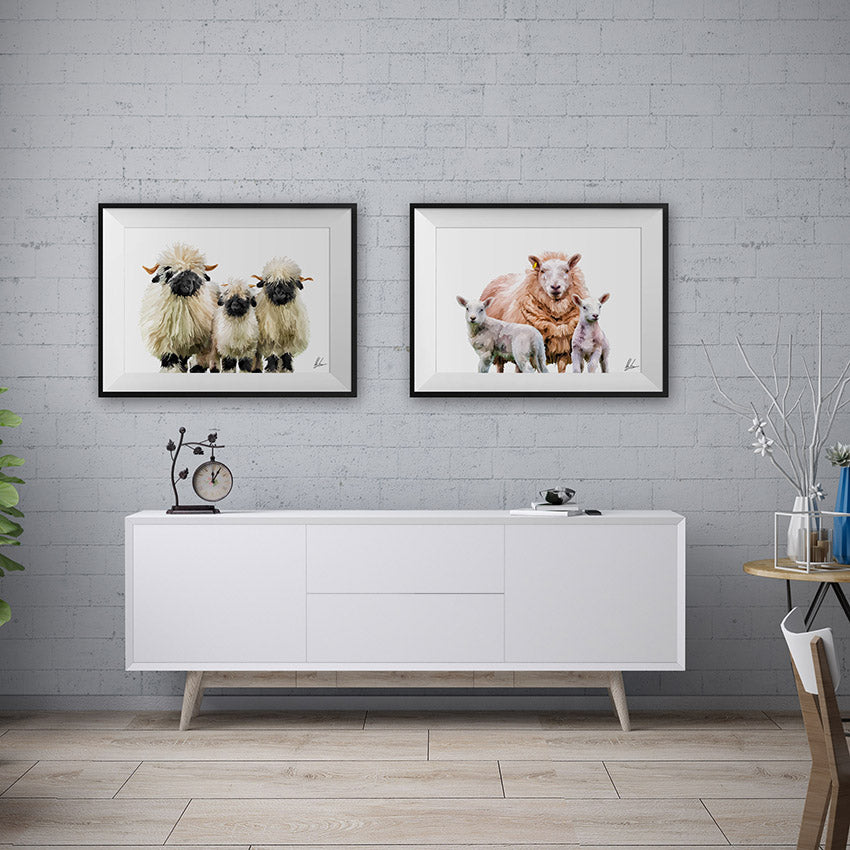 Sheep paintings set prints